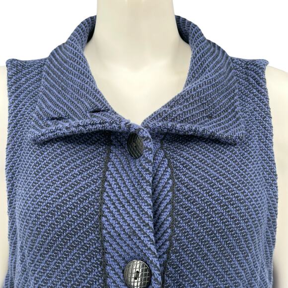 Habitat Sweater Womens Medium Blue‎ Chunky Knit Button Up Cardigan Lagenlook - Picture 2 of 8